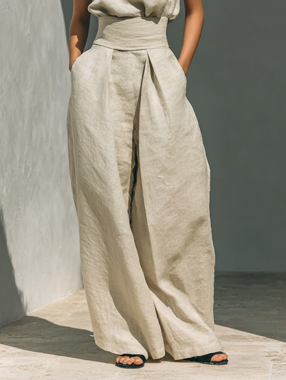 Maria™ | Complete set with tank top and wide cotton and linen pants
