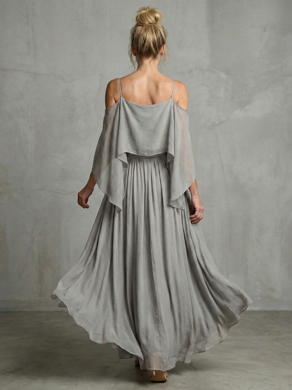 Marisol | Layered Drape Cold Shoulder Top Wide Leg Set