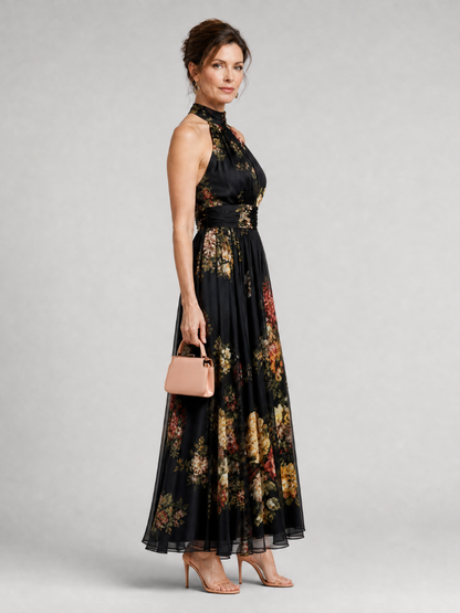 Sior | Floral Halter Neck Midi Dress