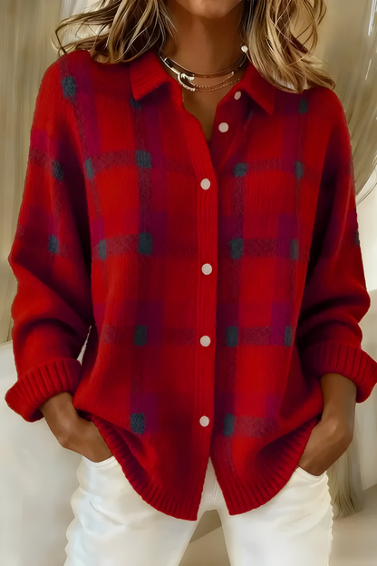 Anna | Soft Knit Plaid Cardigan