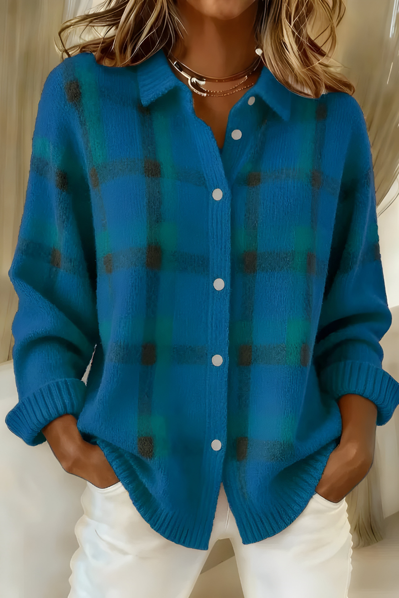 Anna | Soft Knit Plaid Cardigan