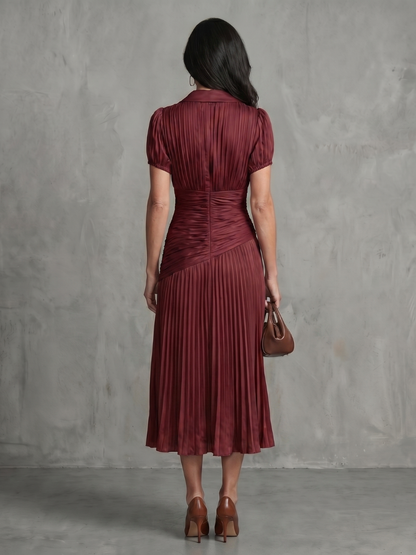 Bella | Pleated Waistline Stripe Midi Dress