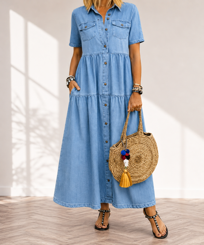ELIZABETH | BUTTON-FRONT MIDI DRESS