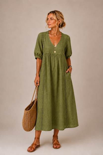Madelon™ Lace Linen Dress