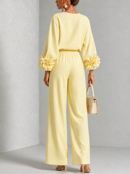 Yellow | FLORAL CUFF TWO-PIECE SET