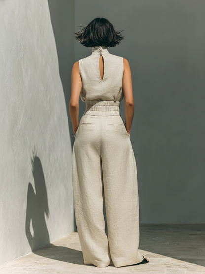 Maria™ | Complete set with tank top and wide cotton and linen pants