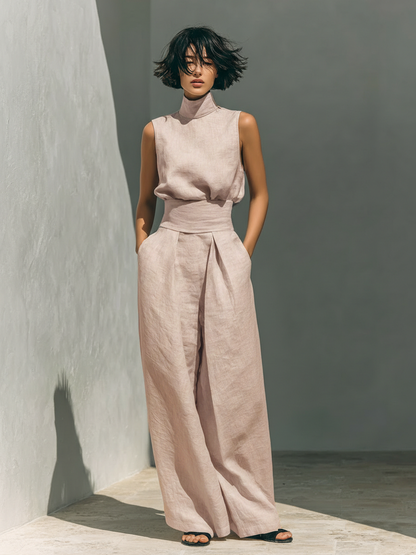Maria™ | Complete set with tank top and wide cotton and linen pants