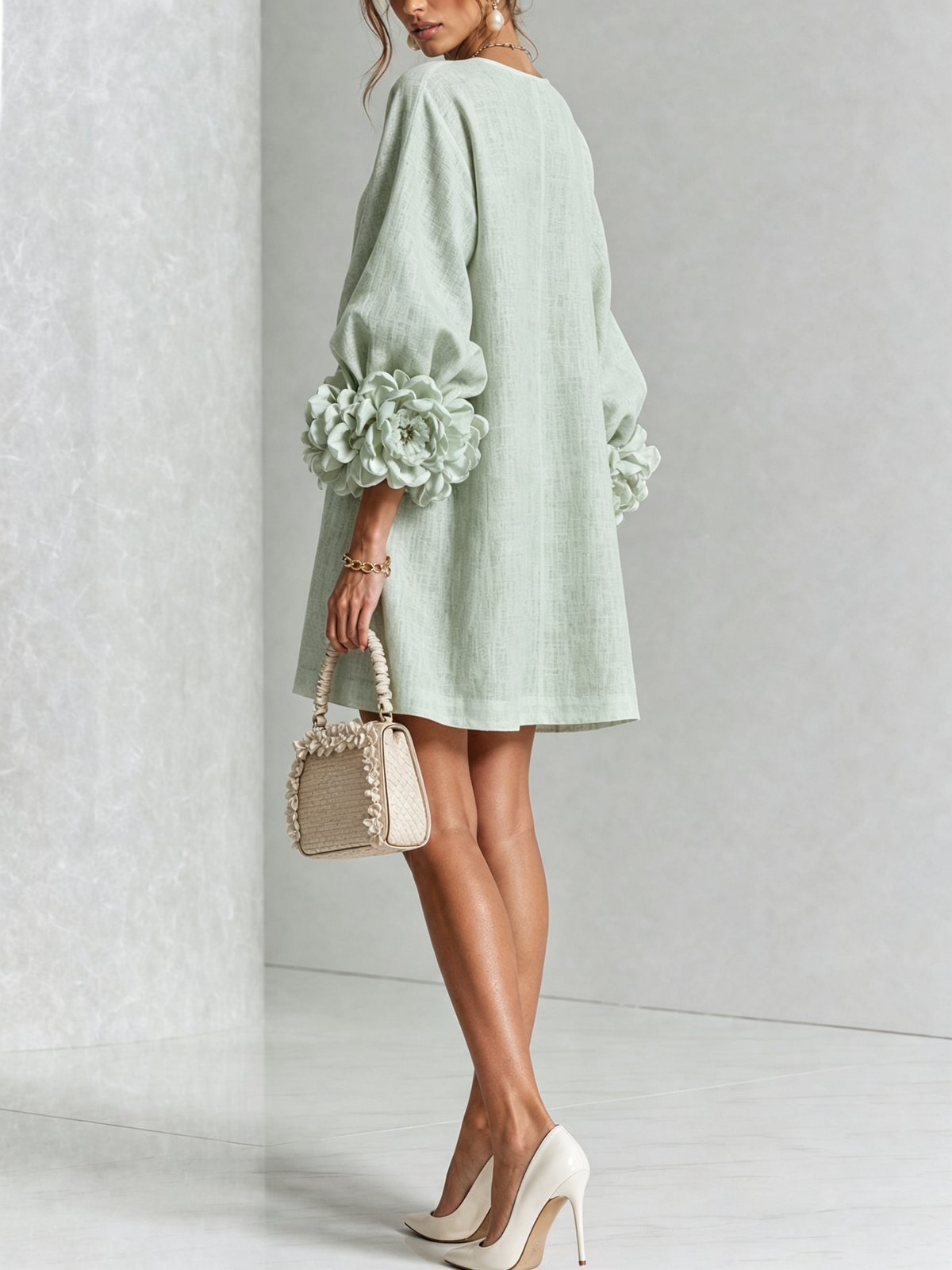 Pink Floral Button-down Mini Dress With Striking Floral Cuffs (kopie)