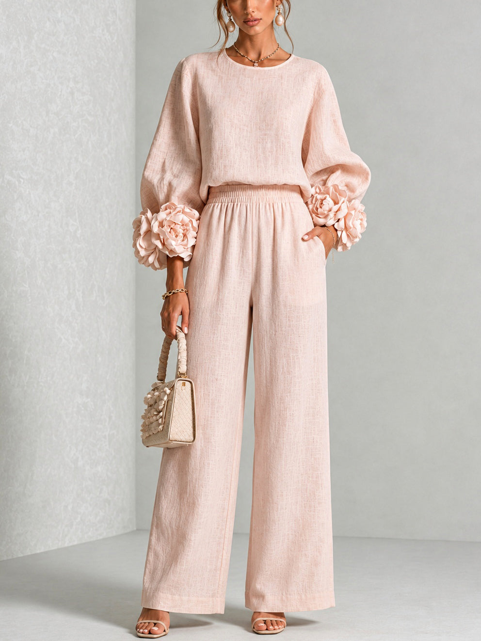 Pink | FLORAL CUFF TWO-PIECE SET
