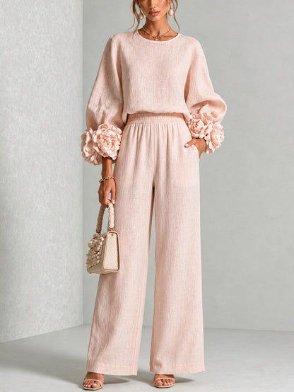 Pink | FLORAL CUFF TWO-PIECE SET