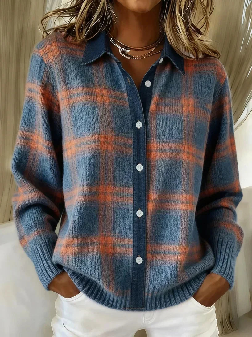 Kiora | Elegant & Cozy Checkered Cardigan