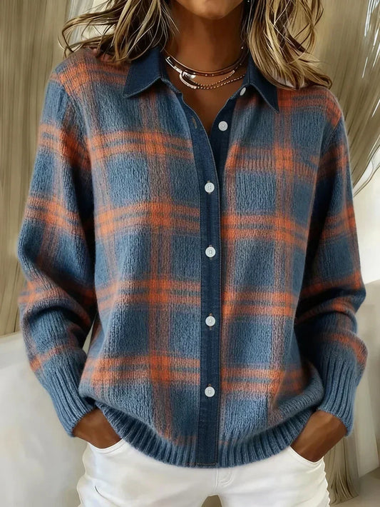 Kiora | Elegant & Cozy Checkered Cardigan