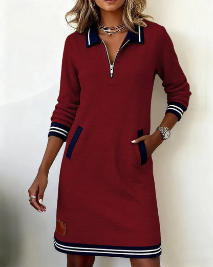 Lenora – Zip Collar Sweatshirt Dress