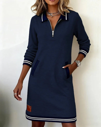 Lenora – Zip Collar Sweatshirt Dress